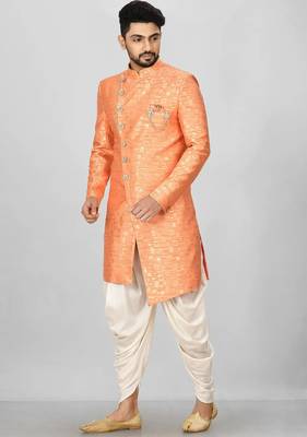 Orange anghrakha pattern work indo western 5