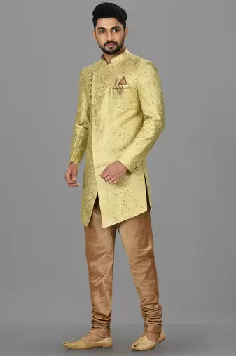 Green anghrakha pattern work indo western