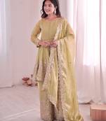 Pista color fendy satin silk embroidery work party wear salwar suit