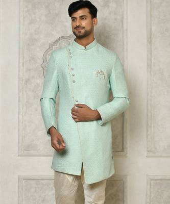 Mintgreen anghrakha pattern work indo western 5