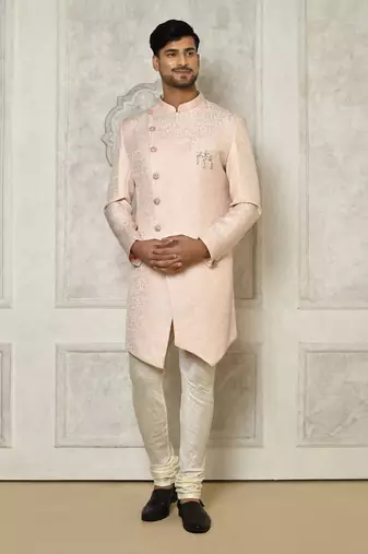 Rose gold anghrakha pattern work indo western