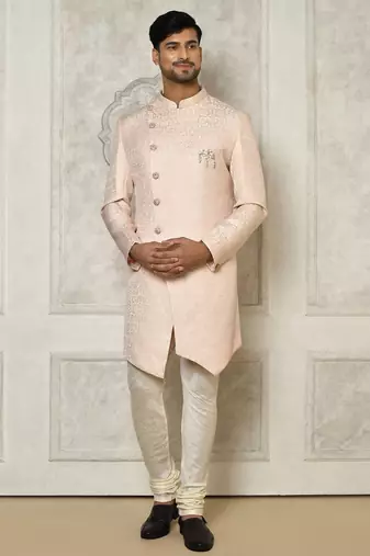 Rose gold anghrakha pattern work indo western