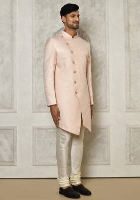 Rose gold anghrakha pattern work indo western 5