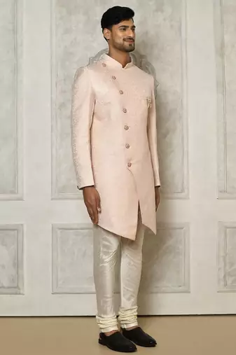 Rose gold anghrakha pattern work indo western