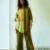 Yellow green printed linen kurta set
