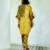 Mustard yellow printed linen kurta set