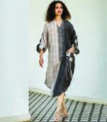 Charcoal printed linen dress