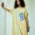 Yellow printed linen kurta set
