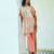 Peach printed linen kurta set