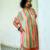 Peach printed linen kurta set