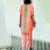 Peach printed linen kurta set