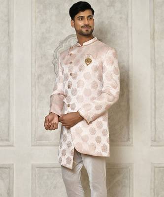 Rose gold anghrakha pattern work indo western 5
