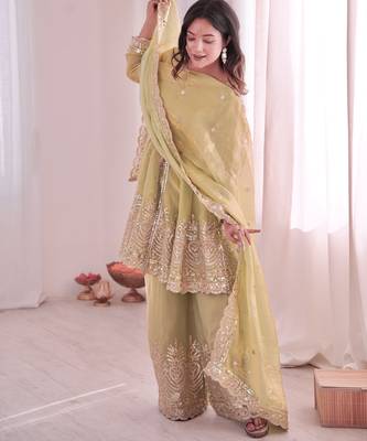 Pista color fendy satin silk embroidery work party wear salwar suit 3