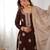 Dark Brown Color Coding,Sequence With Pearl Work Chinon Silk Top Bottom Dupatta Set