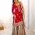 Red Color Coding,Sequence With Pearl Work Chinon Silk Top Bottom Dupatta Set