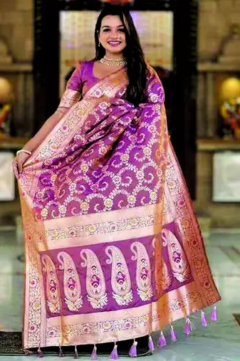 Pink embroidered saree