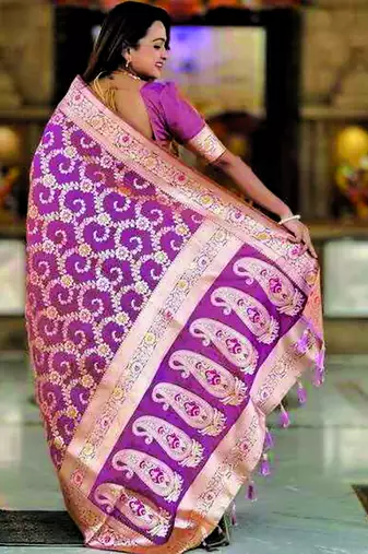 Pink embroidered saree