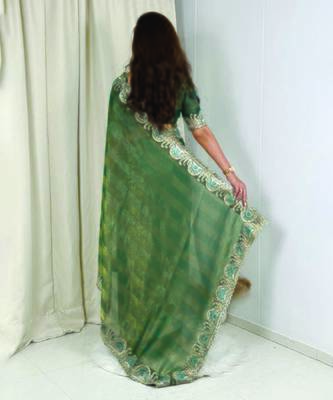 Green silk saree with embroidery 4