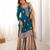 Teal Color Coding,Sequence With Pearl Work Chinon Silk Top Bottom Dupatta Set