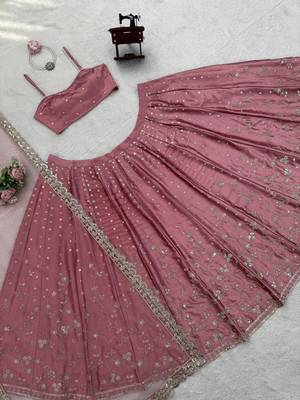 Light Pink Embroidered satin Lehenga 4