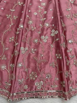 Light Pink Embroidered satin Lehenga 6