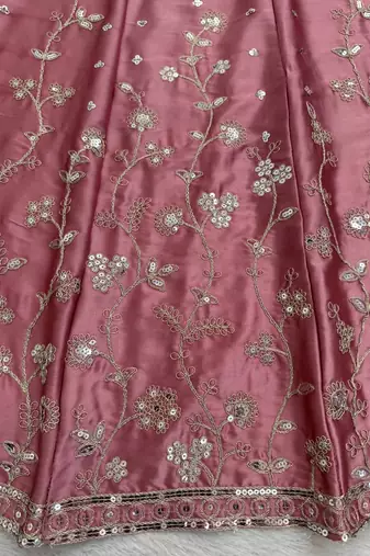 Light Pink Embroidered satin Lehenga