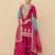 Pink embroidered chinnon silk semi-stitched shara suit with dupatta