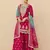 Pink embroidered chinnon silk semi-stitched shara suit with dupatta
