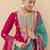Pink embroidered chinnon silk semi-stitched shara suit with dupatta