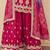 Pink embroidered chinnon silk semi-stitched shara suit with dupatta