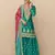 Teal green embroidered chinnon silk semi-stitched shara suit with dupatta
