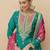 Teal green embroidered chinnon silk semi-stitched shara suit with dupatta