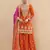 Orange embroidered chinnon silk semi-stitched shara suit with dupatta
