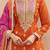 Orange embroidered chinnon silk semi-stitched shara suit with dupatta
