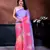 Pink and lavender ombre organza saree