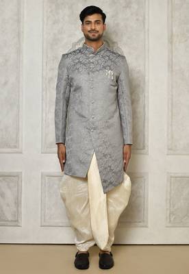 Grey anghrakha pattern work indo western 5