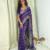 Purple chiffon striped embroidered saree