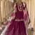 Plum embroidered silk semi-stitch sharara suit with dupatta