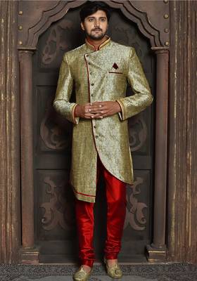 Beige anghrakha pattern work indo western 5