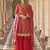 Red embroidered silk semi-stitch sharara suit with dupatta