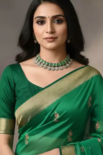 Elegant green stone choker necklace set with floral crystal drops & matching earrings for women