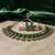 Elegant green stone choker necklace set with floral crystal drops & matching earrings for women