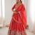 Orange Color Thread With Sequnce Work Simmer Silk Lehenga Choli Set