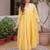 Yellow embroidered work  stitched kurti with pant set