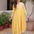 Yellow embroidered work  stitched kurti with pant set