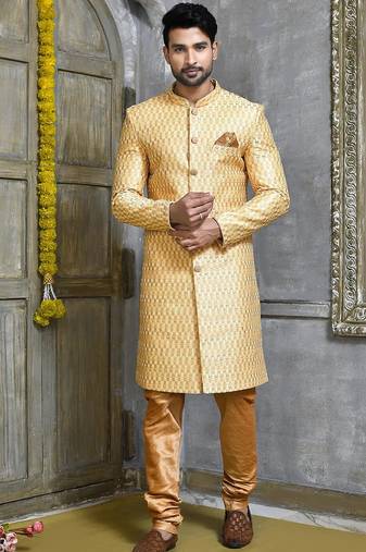 Gold straight pattern work indo western