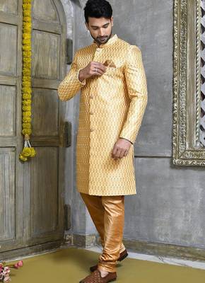 Gold straight pattern work indo western 3