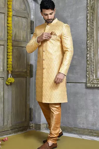 Gold straight pattern work indo western