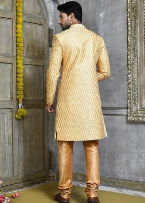 Gold straight pattern work indo western 4