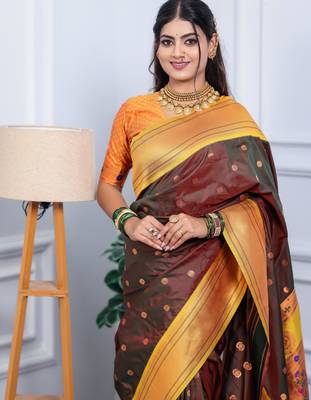 brown art silk woven art-silk-sarees 1